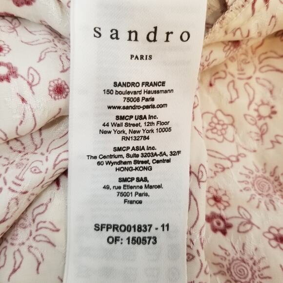 Sandro Paris Women's Trinidad Plein Soleil Faux Wrap Hi Lo Midi Dress Size 8 - Picture 10 of 14